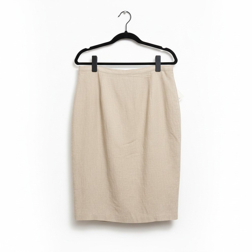 Vintage Celine New York Beige Cotton Blend Pencil Skirt Size 16 Made in USA